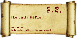 Horváth Ráfis névjegykártya